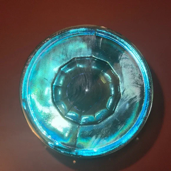 Vintage Fenton Carnival Blue Glass Pedestal Bowl - Picture 6 of 7